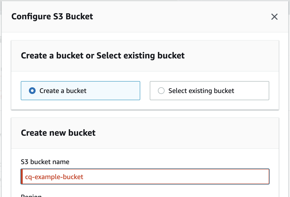 Bucket Creation Screen